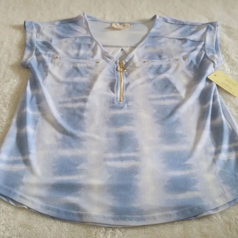 Flower🌻 & Feather🕊️ Tie Dye☮️ Blouse - NWT - Picture 11 of 13